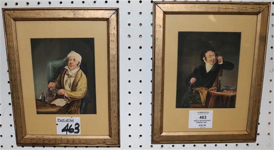 Pair of seated gents drinking and Rowlandson print